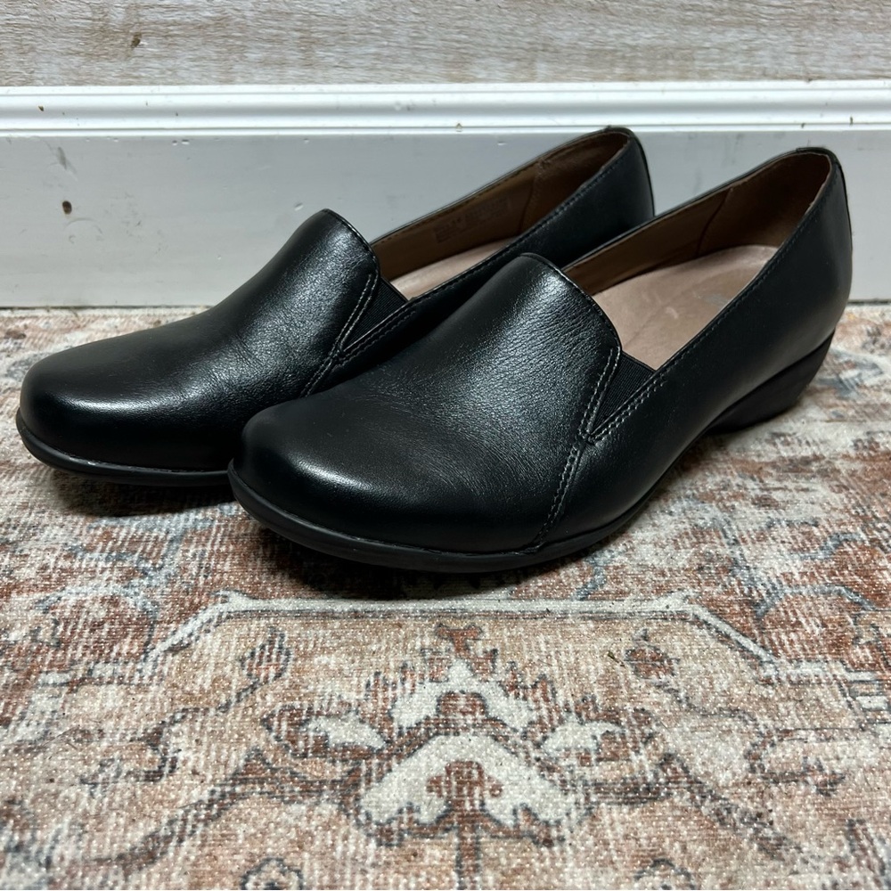Dansko Black Leather Slip-On Flats - Picture 3 of 9